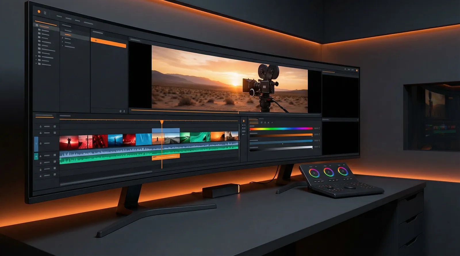 七天眼镜妹 专业视频剪辑工作台界面